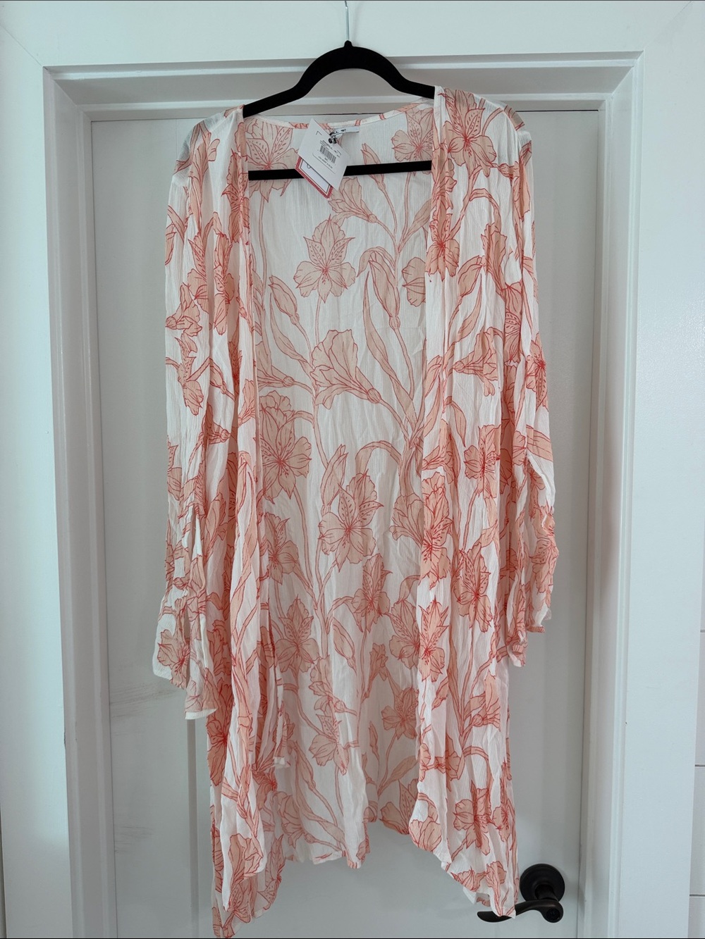 O’Neill Sheer White Floral Open Kimono